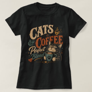 Camiseta Gatos Vintage & Café a Mistura Perfeita