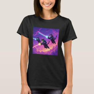 Camiseta Gatos voadores lançando laser