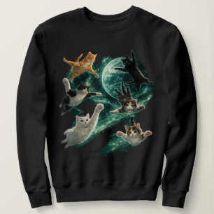 Camiseta Gatos Voando em Galáxia Vintage Anos 90 Gato Galáx