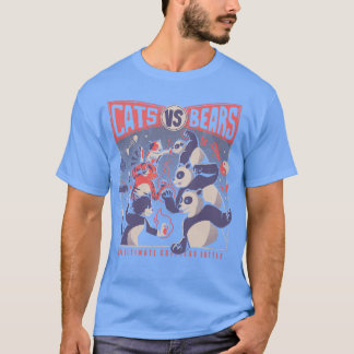 Camiseta Gatos Vs Bears Ninja Combatendo Diversão Batalha p
