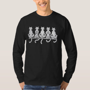 Camiseta Gatos Yoga Possui Arte Minimalista - Engraçado Zen