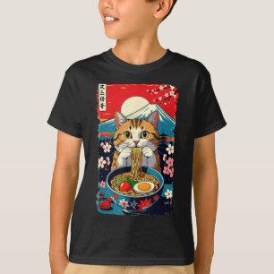 Camiseta Gatozao Anime Ramen Japonês Gato Divertido Homens