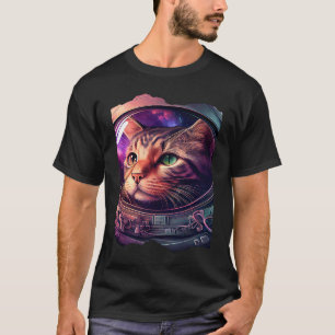 Camiseta Gatstronauta Gato Astronauta Ilustração Espacial  