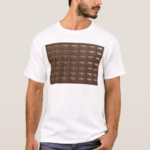Camiseta Gavetas de Catálogo de Cartão de Biblioteca Vint