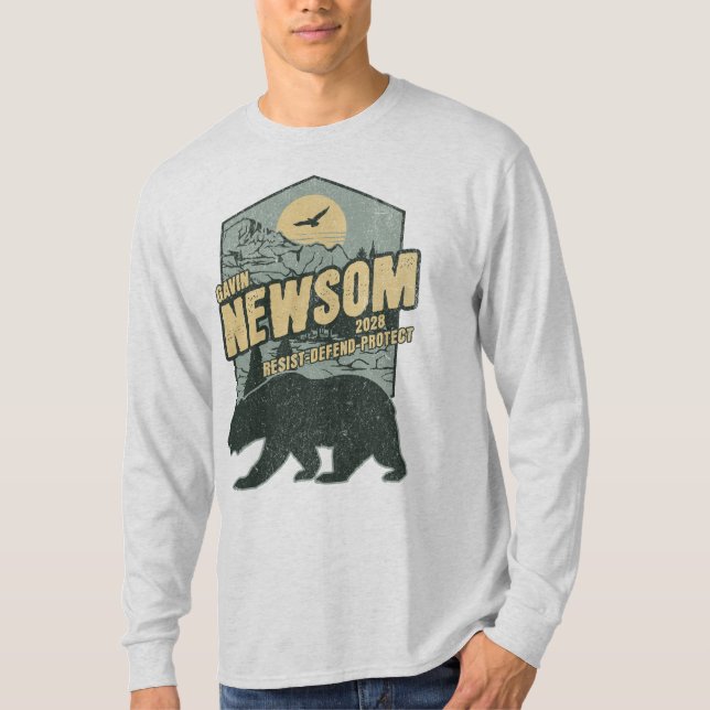 Camiseta Gavin Newsom 2028 resiste à defesa (Frente)