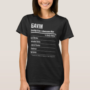 Camiseta Gavin Servindo Dimensões Calorias do Rótulo de Nut