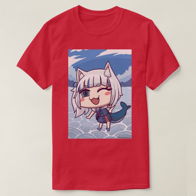 Camiseta Gawr Gura no FGO April Fools Style (Frente do Design)