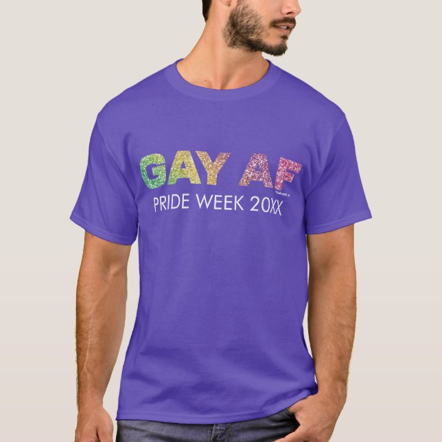 Camiseta Gay AF do brilho do arco-íris (Frente)