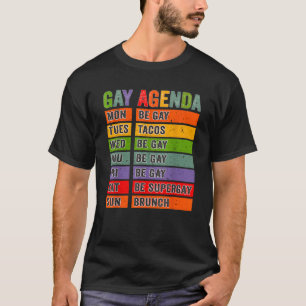 Camiseta Gay Agenda Funny Rainbow Orgulho gay T Shirt