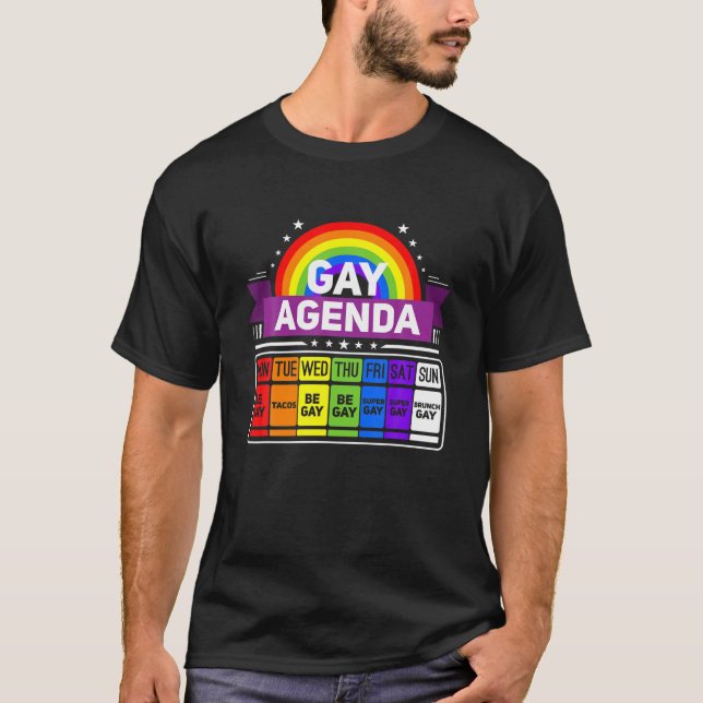 Camiseta Gay Agenda Semanal Orgulho LGBT Engraçado (Frente)
