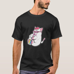 Camiseta Gay Anime Gato Garota Bubble Tea Manga Figura Boba