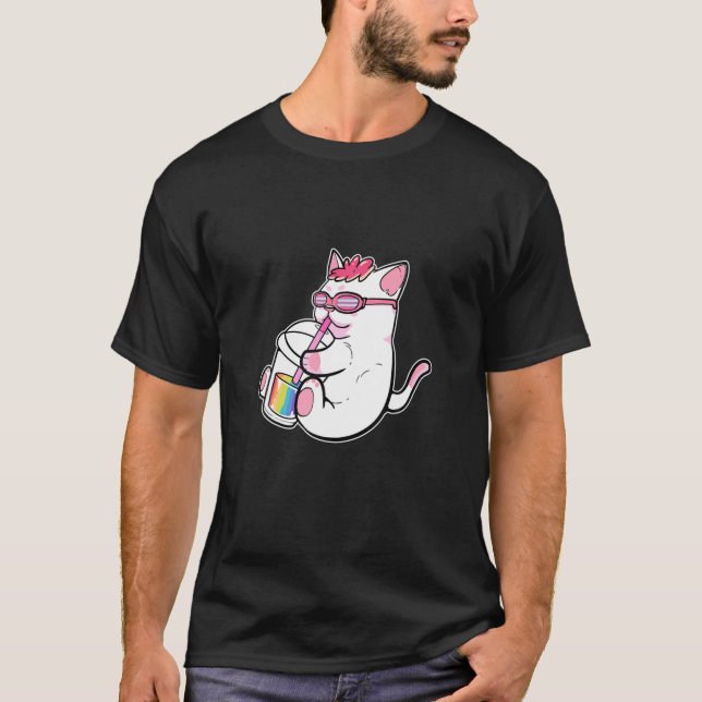 Camiseta Gay Anime Gato Garota Bubble Tea Manga Figura Boba (Frente)
