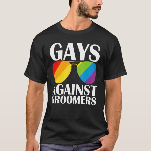 Camiseta Gay Contra Cães Gradien Groom Não Crianças (Frente)