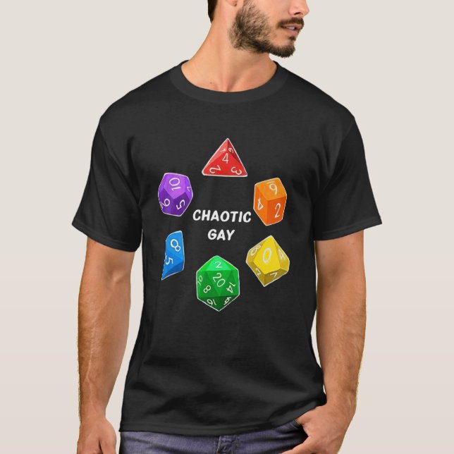 Camiseta Gay de Alinhamento Chaótico, Dice D20 Nerdy Tablet (Frente)