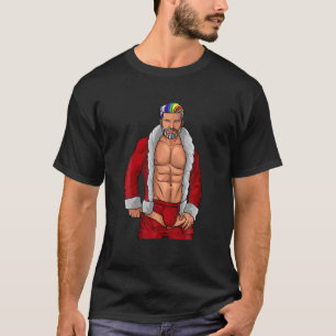 Camiseta Gay de Natal Santa Claus LGBTQ Rainbow Engraçado 