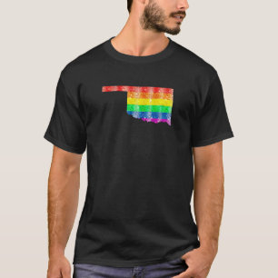 Camiseta Gay de Oklahoma Orgulho de Estado Rainbow Flag Map