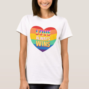 Camiseta Gay de Orgulho - o amor sempre ganha. Cor do arco-