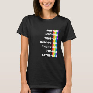 Camiseta Gay Dia A Dia Da Semana Mulheres Arco-Íris