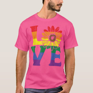 Camiseta Gay do arco-íris Adoro Flor de Girassol LGBTQ Band