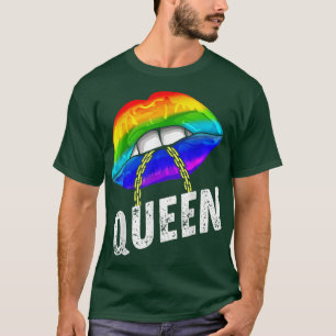 Camiseta Gay do Lgbtq Rainha Lábios Corrente Direitos Orgul
