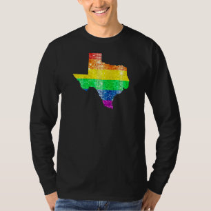 Camiseta Gay do Texas Orgulho de Estado Rainbow Flag Map Ga