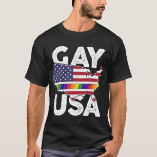 Camiseta Gay EUA LGBT Orgulho LGBT Arco-íris Bandeira March