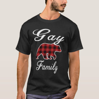 Camiseta Gay Family Bear Red Xadrez Natal Homens