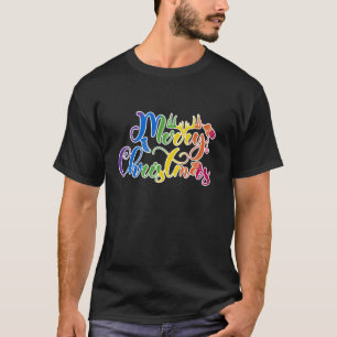 Camiseta Gay Feliz Natal Engraçado Roupa LGBT Arco-Íris T S