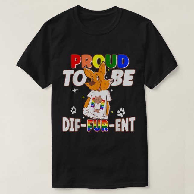 Camiseta Gay Furries orgulhosos de serem diferentes fu feli (Frente do Design)