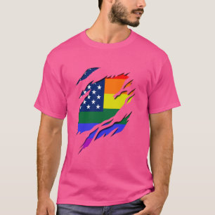 Camiseta Gay Lésbica EUA Sinalizador 3D Efeito Orgulho Gay 