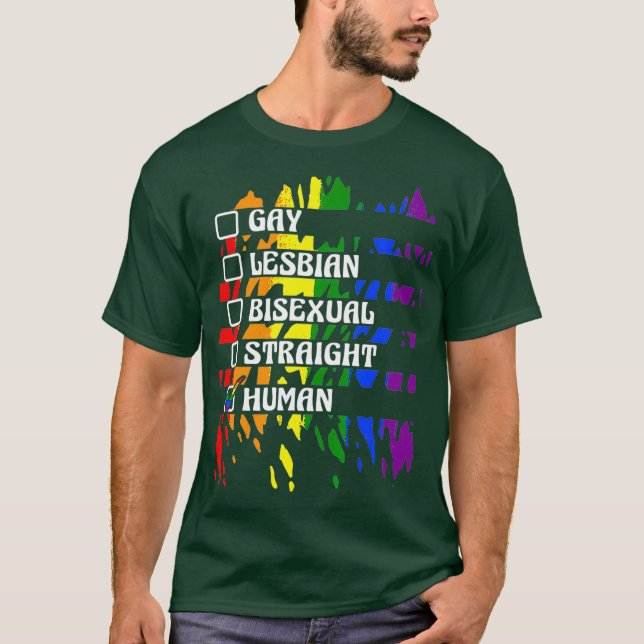 Camiseta Gay Lésbica Hetero Bissexual Sexo do Orgulho Human (Frente)