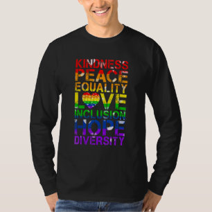 Camiseta Gay Lésbica Kindness Peace Love Human Rights Lgbt