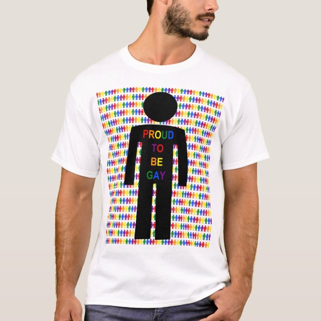 Camiseta Gay LGBTQ Homem Silhuette e Rainbow Men (Frente)