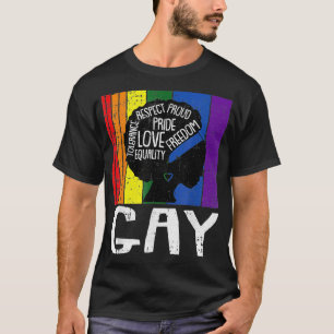 Camiseta Gay LGBTQ Mulher Negra Afro Melanin Pride Rainbow