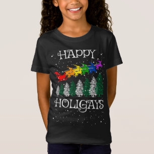 Camiseta Gay LGBTQ Orgulho de Natal Lésbica Feliz Holigays 