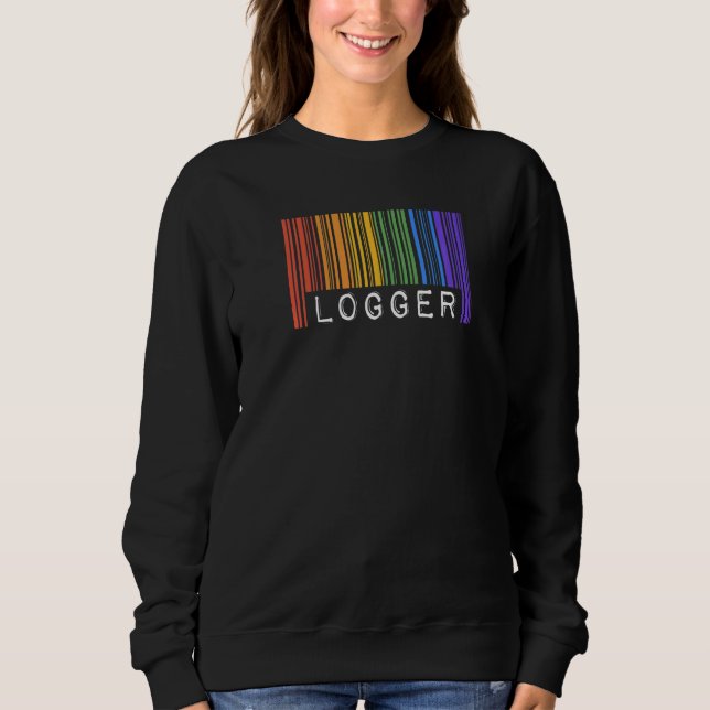 Camiseta Gay Logger Pride Flag Barcode Queer Rainbow LGBTQ  (Frente)