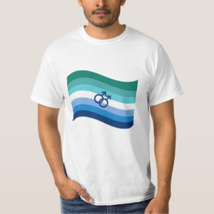 Camiseta Gay Male Love Pride Azure Wavy Flag