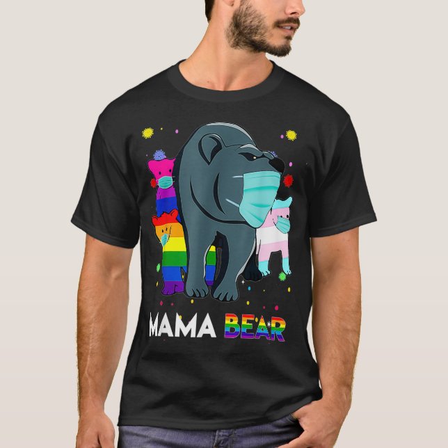Camiseta Gay Mama Ursa Orgulhosa Mãe Mãe LGBTQ Mãe Mãe LGBT (Frente)