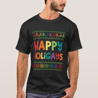 Camiseta Gay Natal Engraçado Lgbt Feliz Holigays Rainbow Pa
