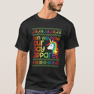Camiseta Gay Natal Rainbow Unicorn Don We Now Our Gay A
