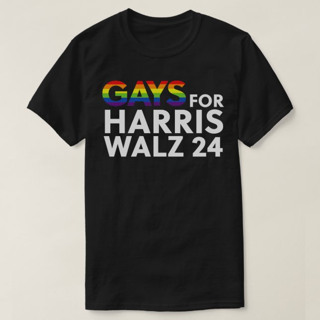 Camiseta Gay para Kamala Walz White - Letra Long Sleeve TSh (Frente do Design)