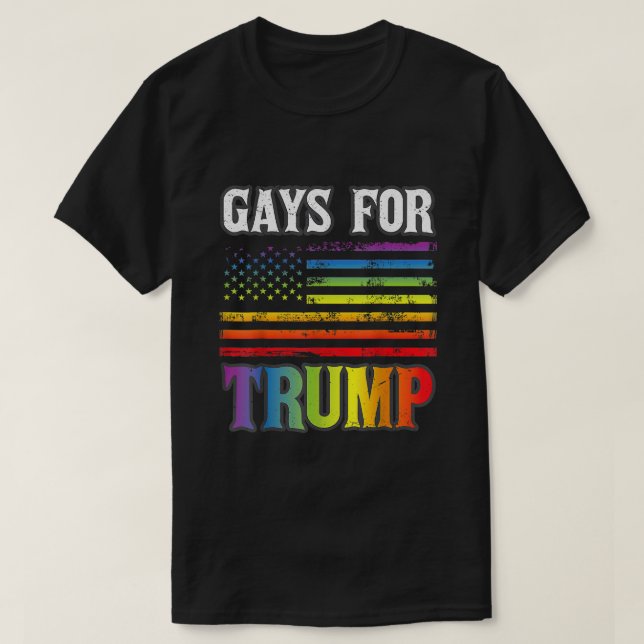 Camiseta Gay Para Trump LGBT Orgulho Gay Arco-Íris Votar Re (Frente do Design)