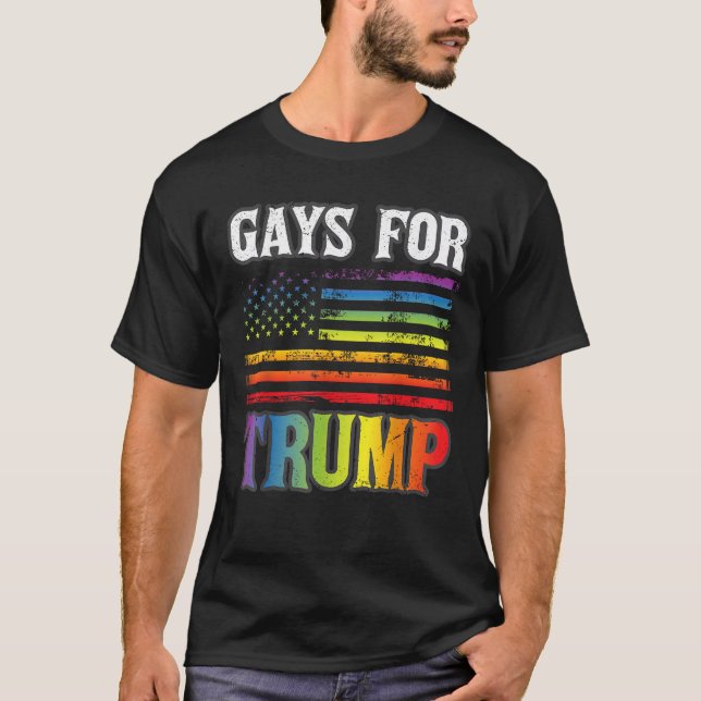 Camiseta Gay Para Trump LGBT Orgulho Gay Arco-Íris Votar Re (Frente)
