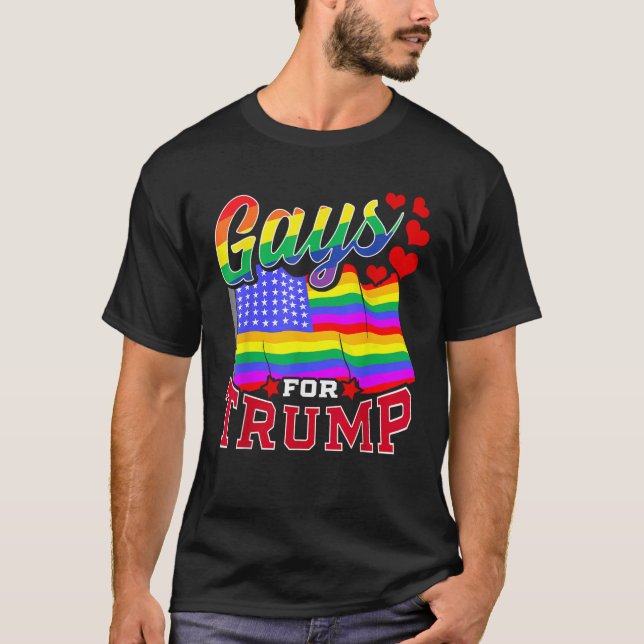 Camiseta Gay Para Trump LGBTQ Supporter Patriotic USA Ameri (Frente)