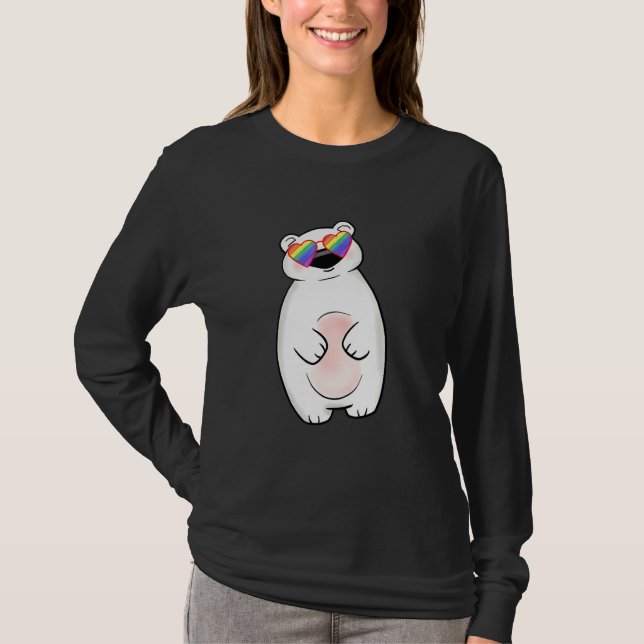 Camiseta Gay Polar Bear Lgbtq Coisas Para Teen Rainbow Sung (Frente)