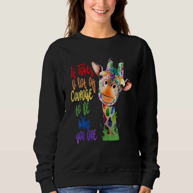 Camiseta Gay Pride Awareness Giraffe LGBT Pride Flag Rainbo (Frente)