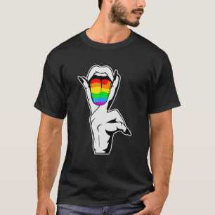 Camiseta Gay Pride LGBT Lesbian Tongue Rainbow