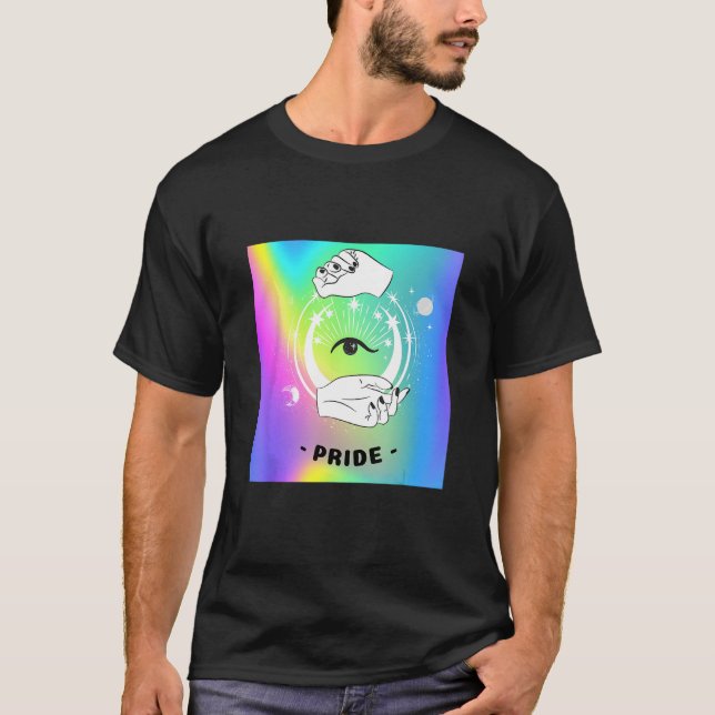 Camiseta Gay Pride Witchy Moon Tarot Card Rainbow Eye LGBTQ (Frente)