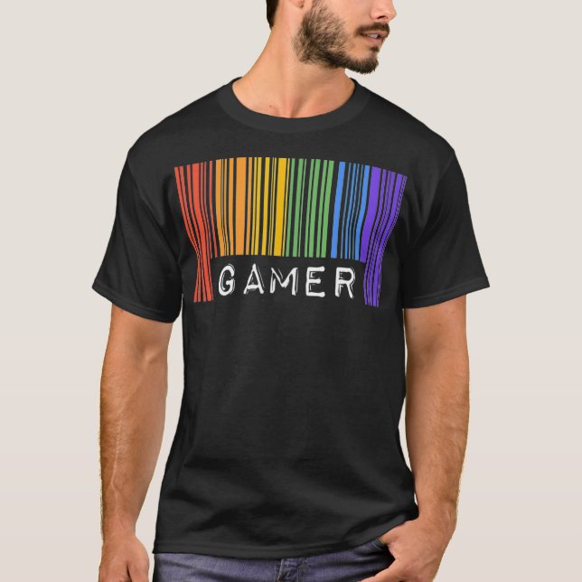 Camiseta Gay Queer Barcode Gamer Videos games Aestheti (Frente)