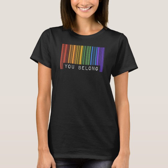 Camiseta Gay Queer Barcode Orgulho de que você é aliado à e (Frente)